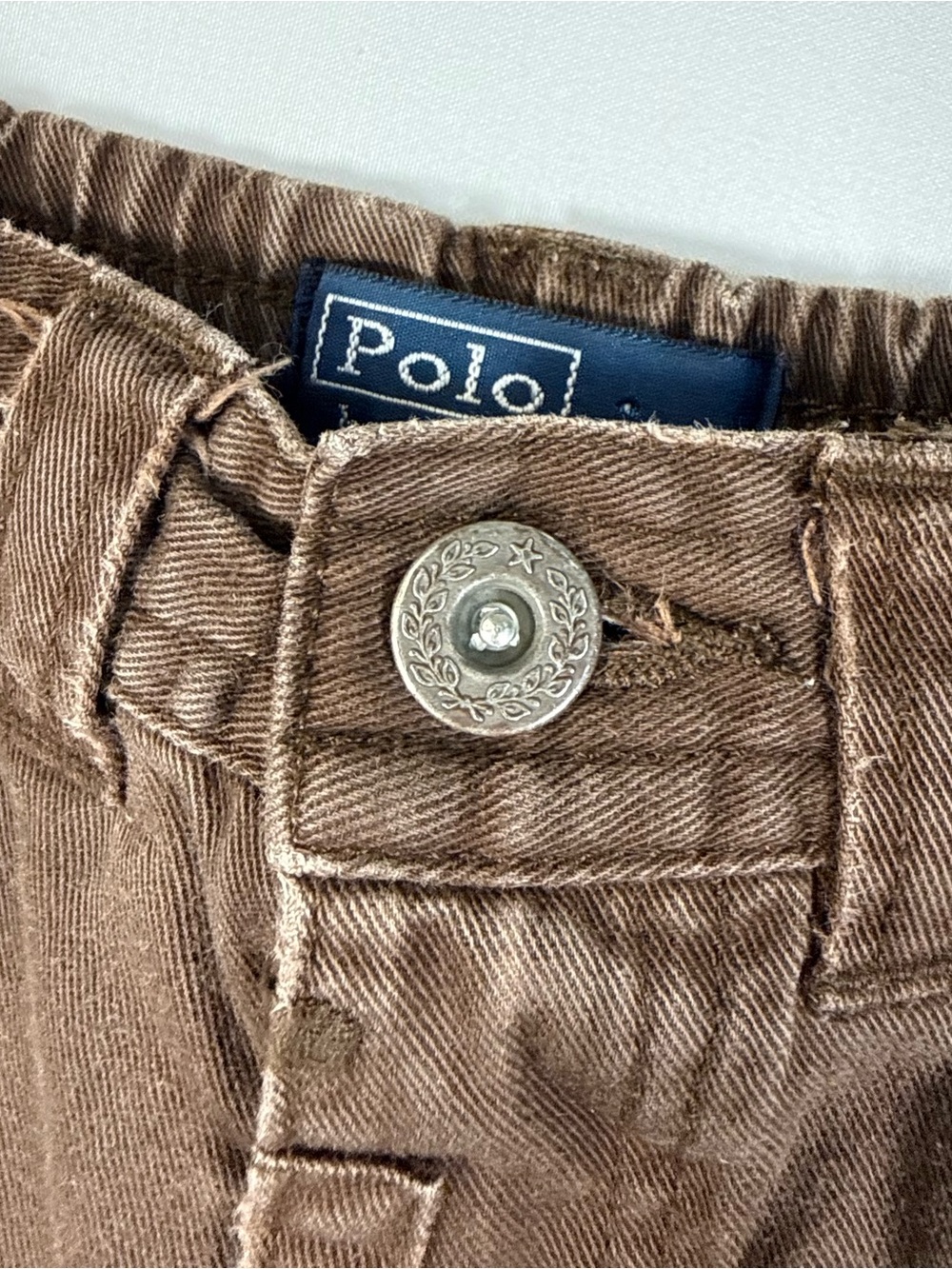 POLO Boys Y2K Utility Brown Carpenter Pants 24M Patch Distressed Grunge Retro - Picture 3 of 11
